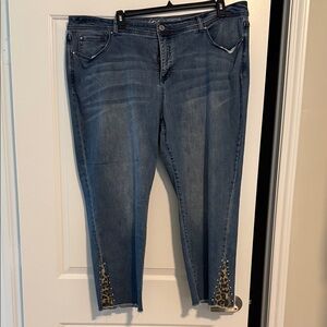INC International Concepts Blue Jeans with Leopard Accents